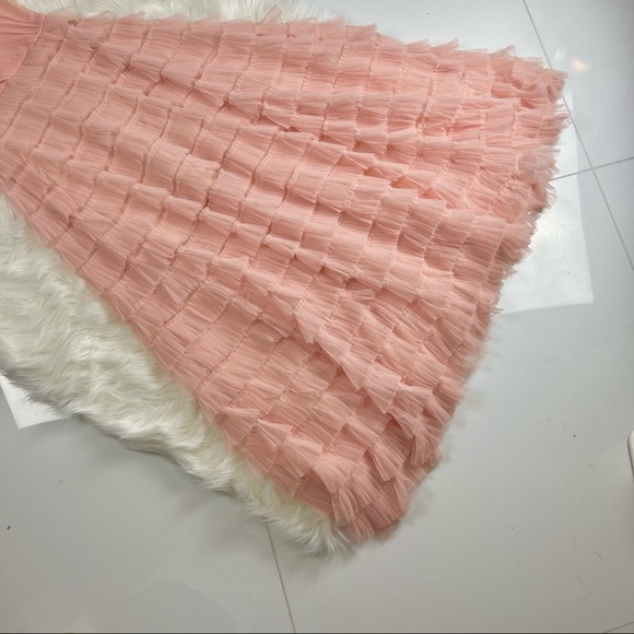 📌 L’ATISTE Chiffon Maxi Dress Multi-Tiered Pleated Ruffles Stretchy Bodice Lined - Picture 2 of 16